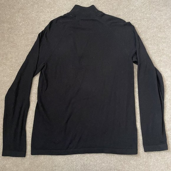 Eddie Bauer Sweater Mens Small Black Quarter Zip Pullover Cotton Cashmere Shirt - Picture 9 of 9